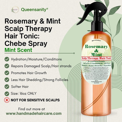 Rosemary & Mint Hair Growth Spray: Chebe Spray QueenSanity Hair Spray  QueenSanity