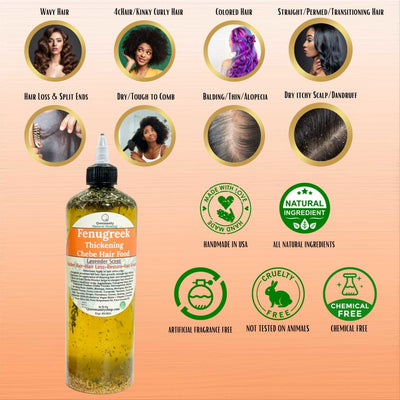 Thick Hair Oil |Fenugreek Thickening Chebe Hair Food |Lavender|StimulateHairGrowthOil|StrengthenHair|RootsRegrowthEdges|HairScalpTreatment