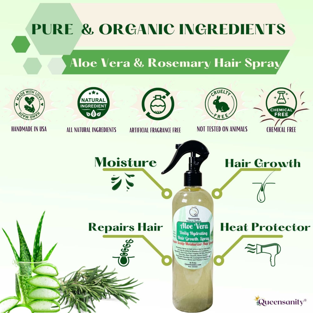 Wholesale Private Label Hair Spray|AloeVeraRosemary|Herbs|HydratingRepair|HairGrowth|Moisturizer|ConditionsDryItchyScalp|Locs|Detangle|Braids|Gallon 128oz 64oz half gallon